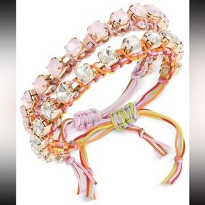 NWT On 34th Gold-Tone 2-Pc. Set Crystal Cord Slider Bracelets Macys Exclusive